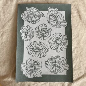 Valmue- blåligt papir A3