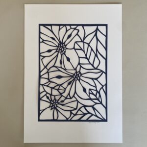 Mørkeblå Kirsebærblomst - A3